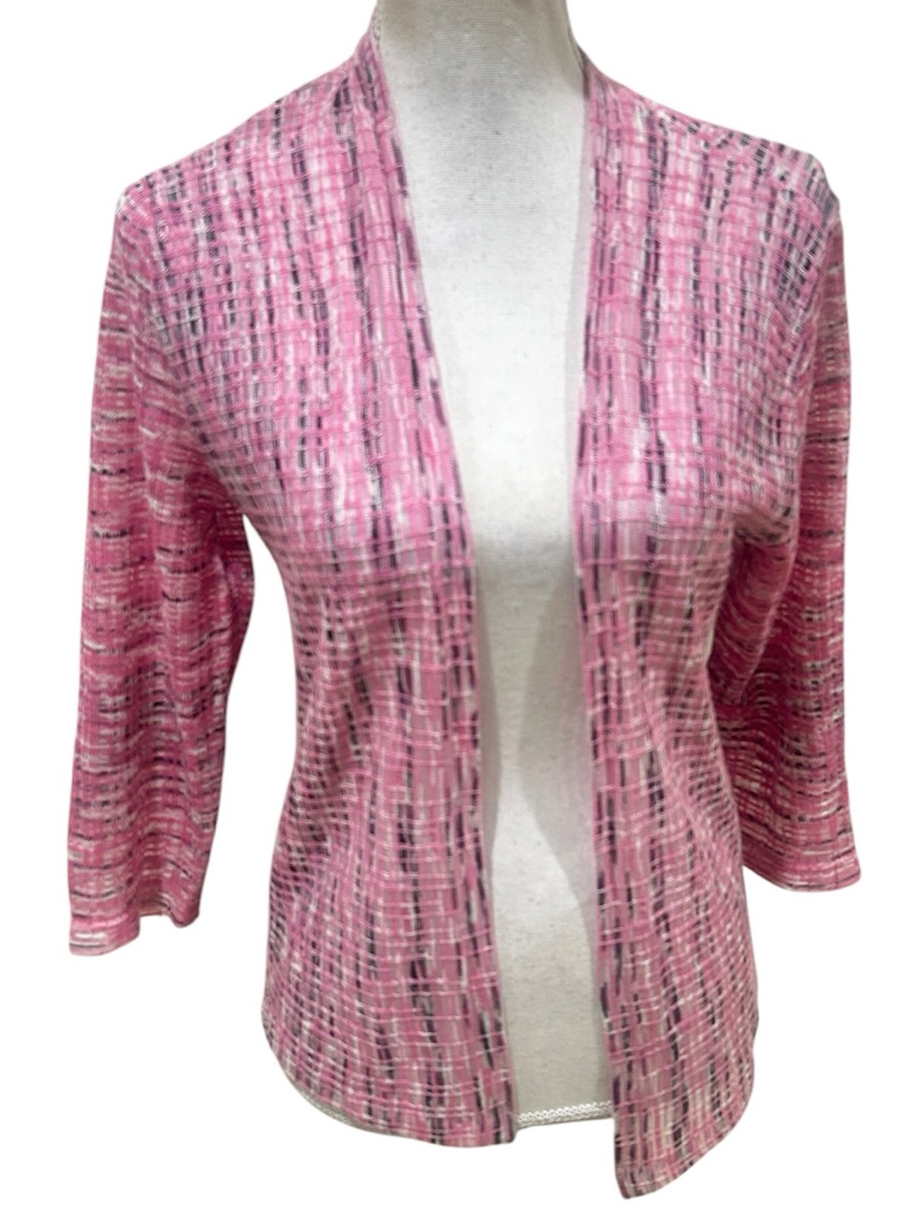 NIC+ZOE Pink Open-Front linen blend Knit Cardigan Subtle Heather texture small